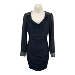 IN San‎ Francisco Party Dress Women Size S Black Sexy Bodycon Event Ruched Bling